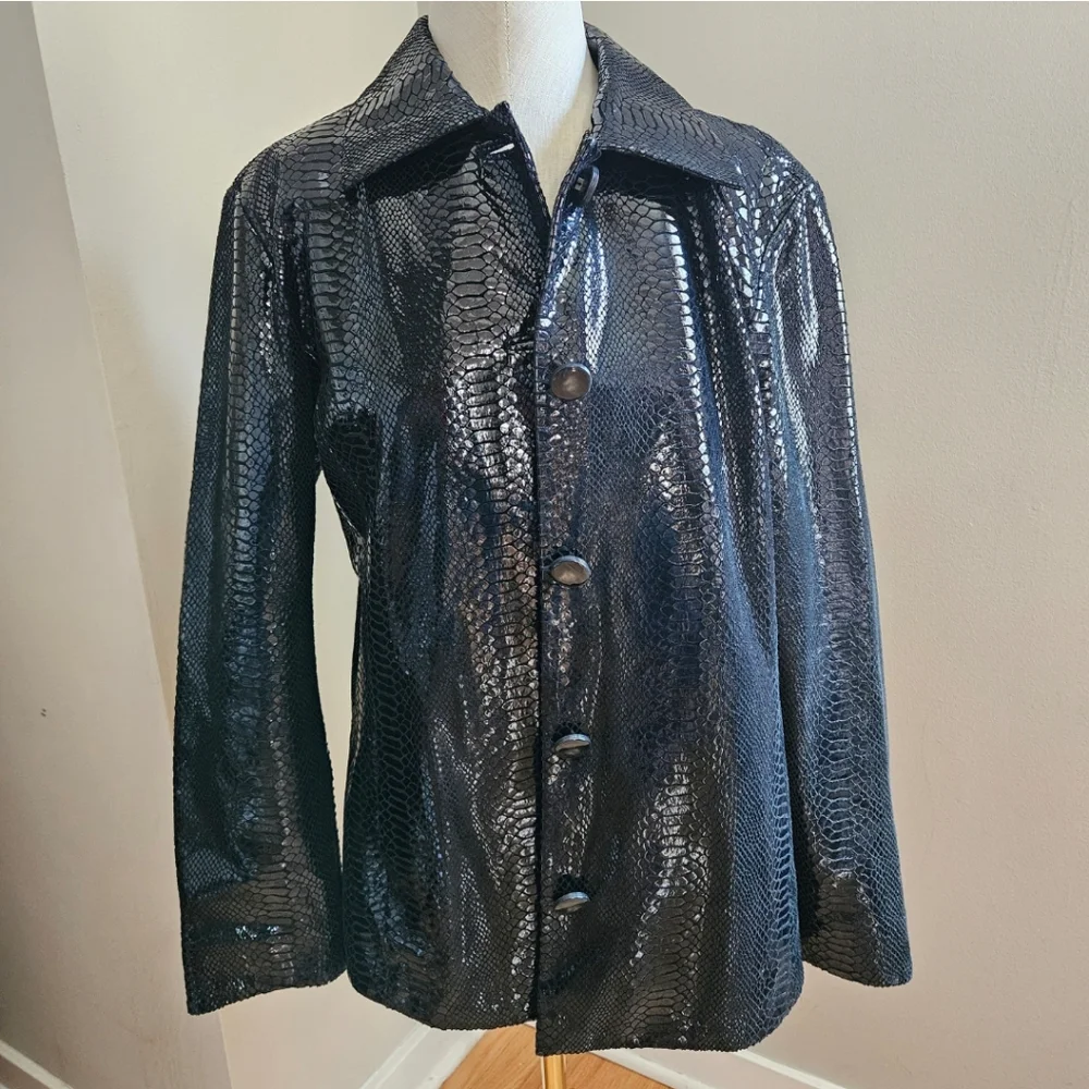 Chico’s Black 100% Leather Jacket Chico's Sz 2 GORGEOUS!!!